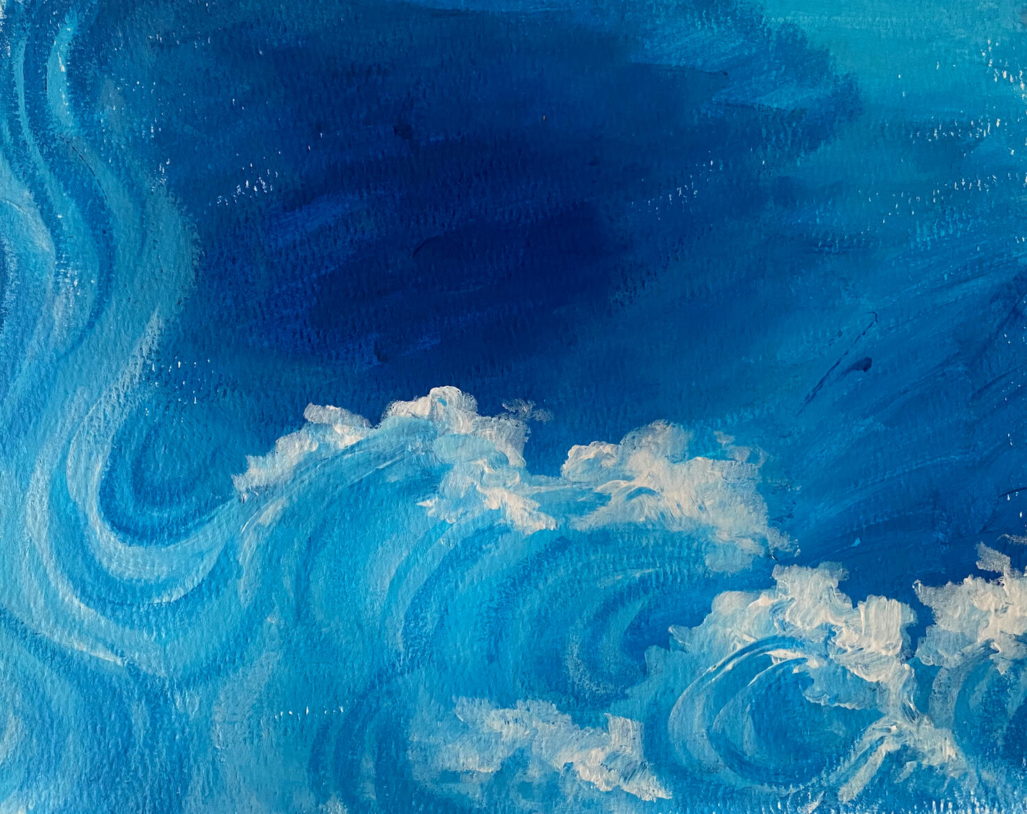 'Swirling Waves' 8" x 9" Acrylic on Watercolor Paper