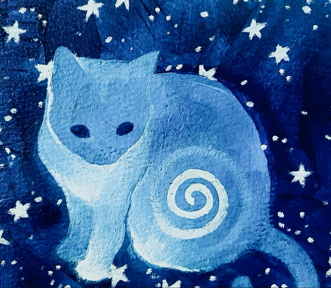 'Celestial Cat' 5" x 4" Acrylic on Watercolor Paper